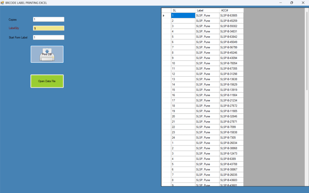 Excel Barcode QR Printing Pune Mumbai India